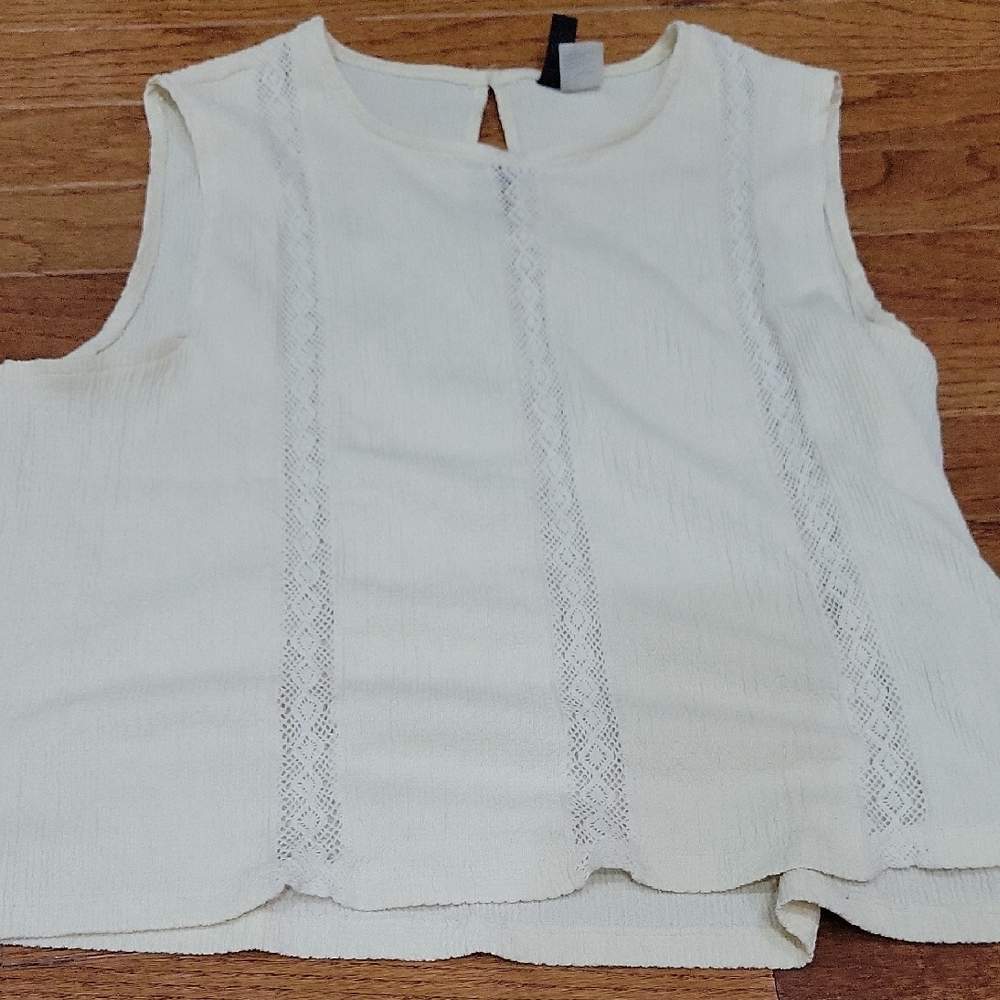H&M Cream Lace-Trim Sleeveless Camisole Top